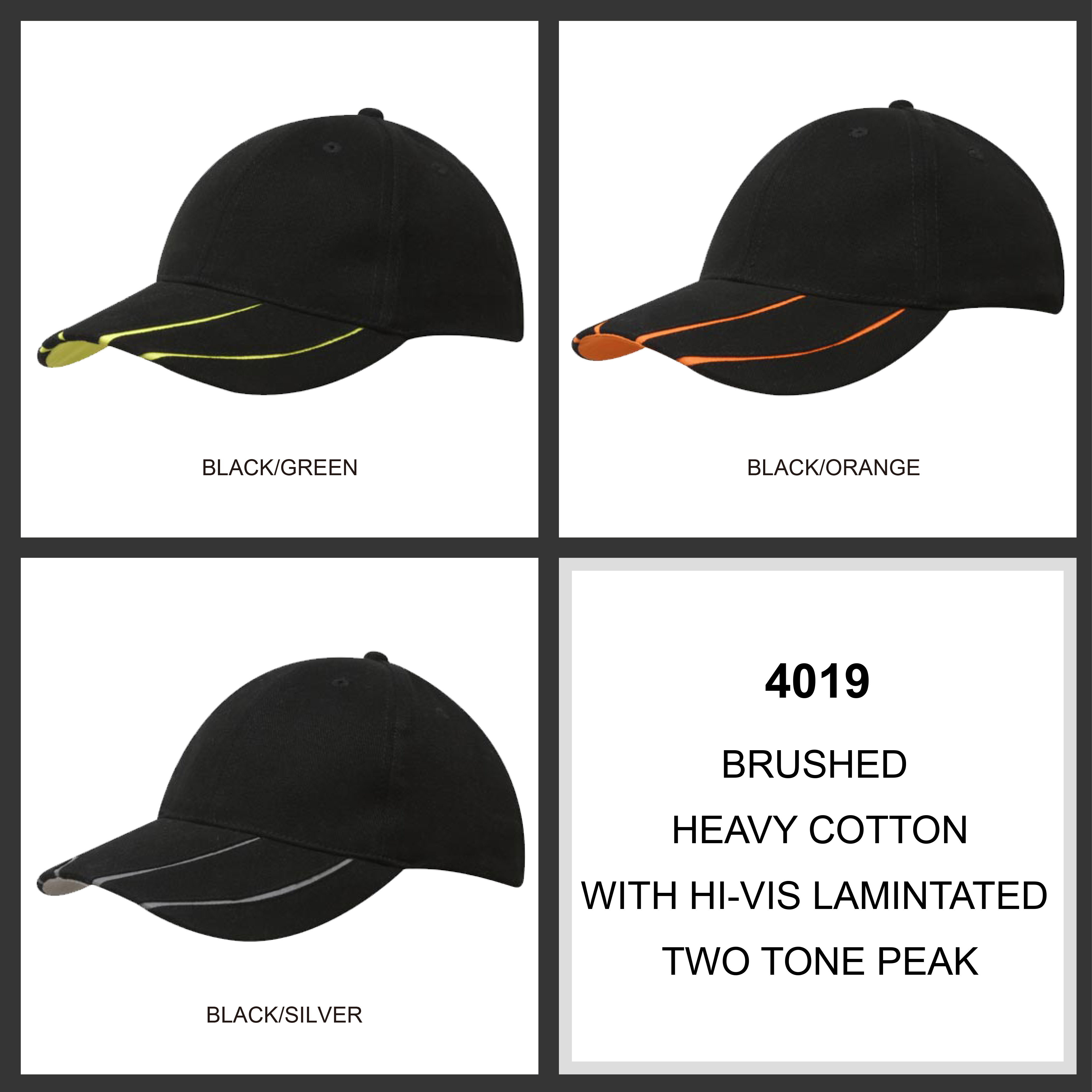 Brushed Heavy Cotton with Hi-Vis Laminated Two-Tone Peak (4019) 2 | | Promotion Wear