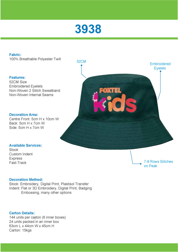 Breathable Poly Twill Infants Bucket Hat(3938) 1 | | Promotion Wear