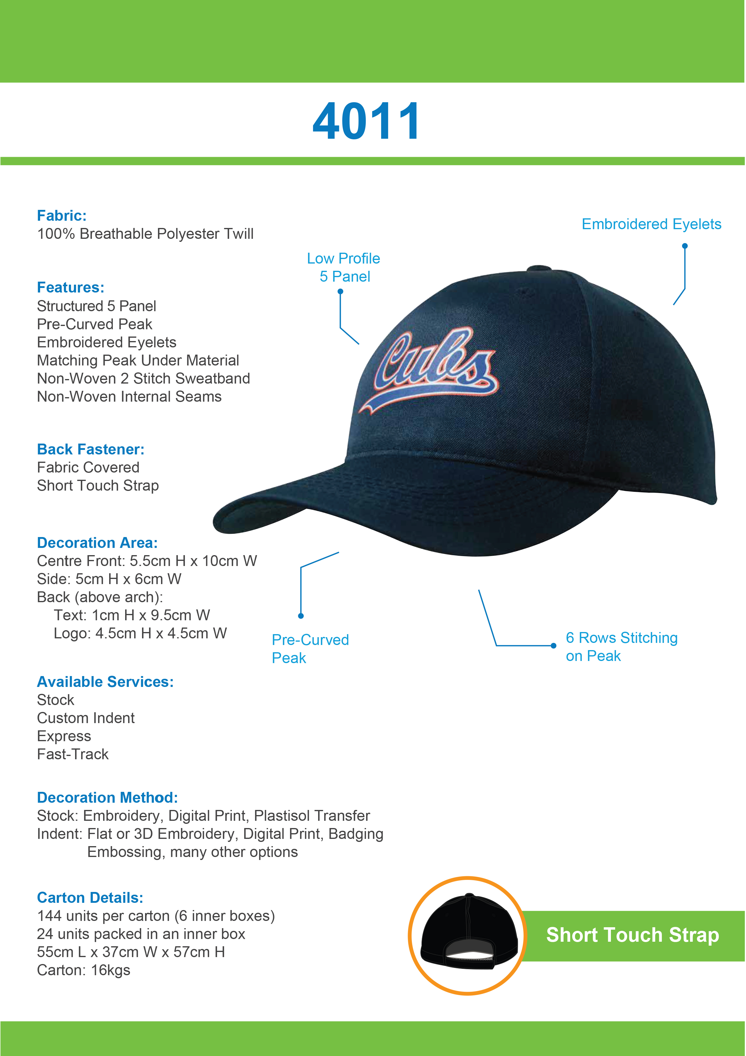 Breathable Poly Twill Cap (4011) 1 | | Promotion Wear